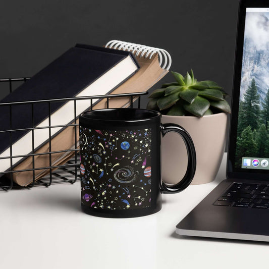 Black Ceramic Mug - Space themed