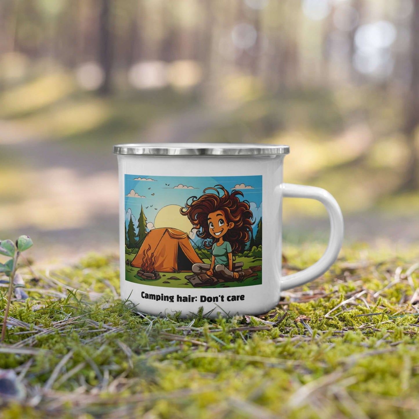 Enamel Mug - Camping hair don't care image