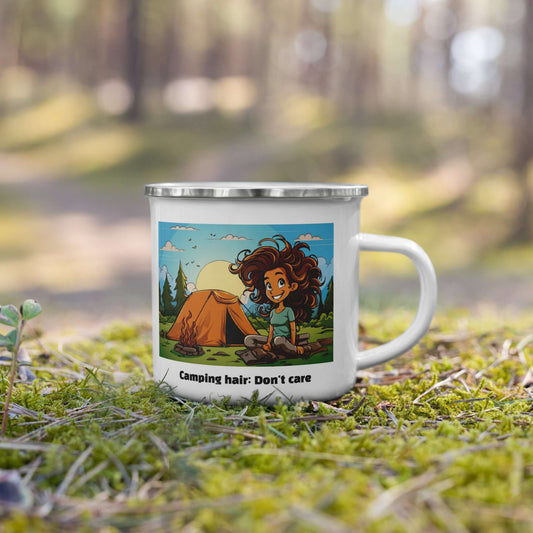 Enamel Mug - Camping hair don't care image