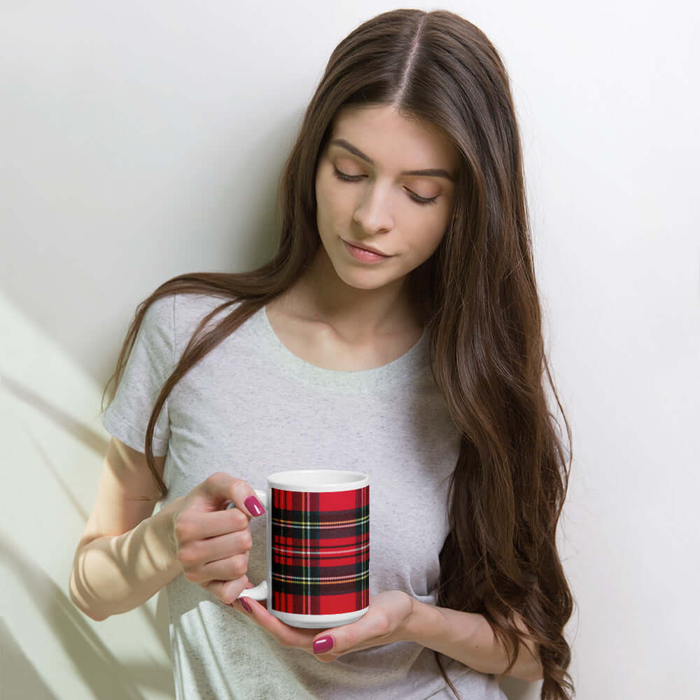 Ceramic Mug - Red Tartan Plaid pattern