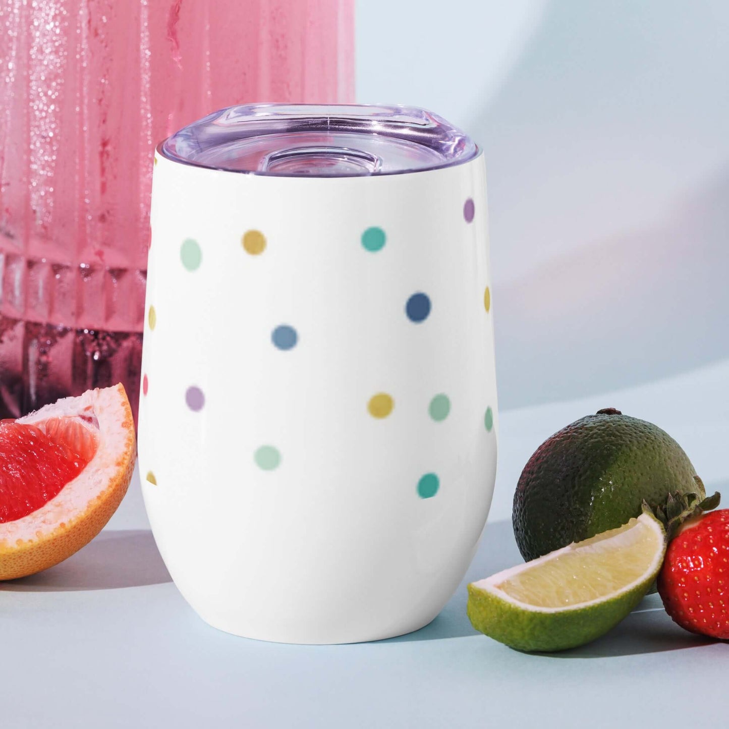 335ml Tumbler with lid - spotty pattern