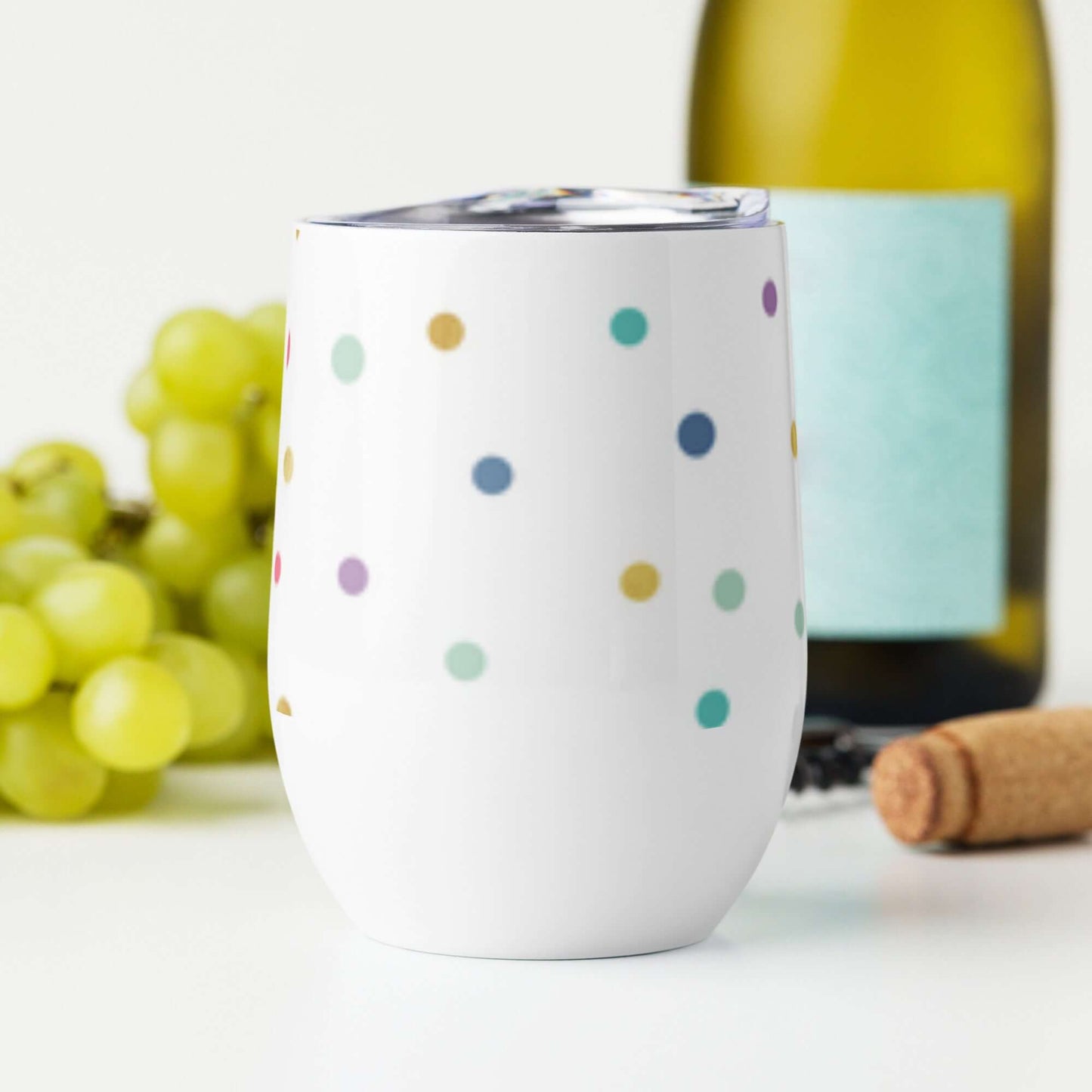 335ml Tumbler with lid - spotty pattern