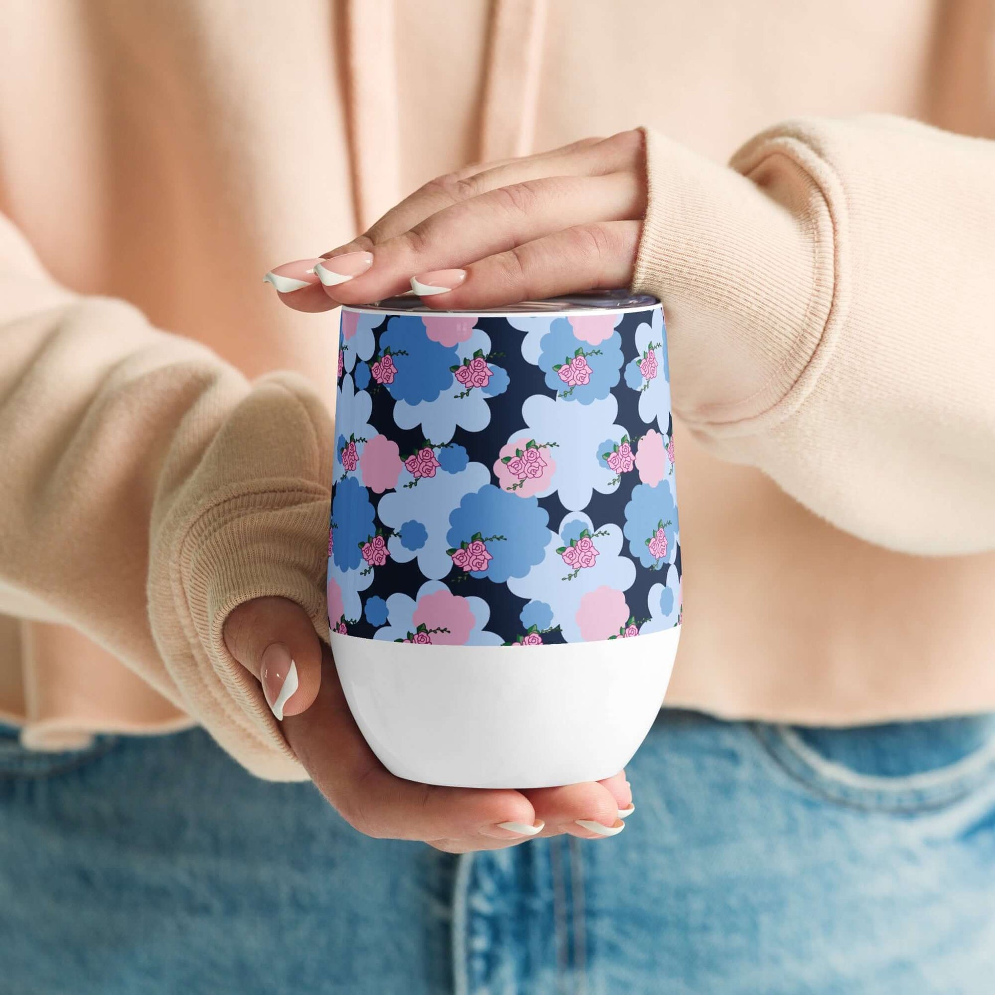 335ml Floral Pattern Tumbler with lid