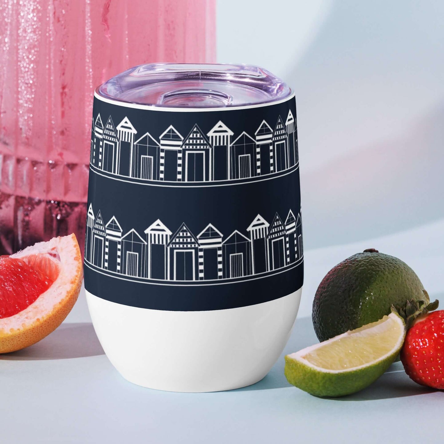 355ml Tumbler Beach Hut Pattern