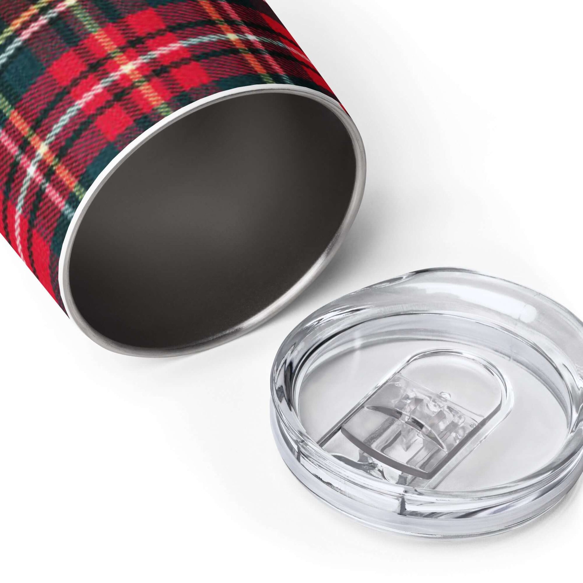 335ml Stainless Steel Tumbler - Red Tartan Plaid Pattern