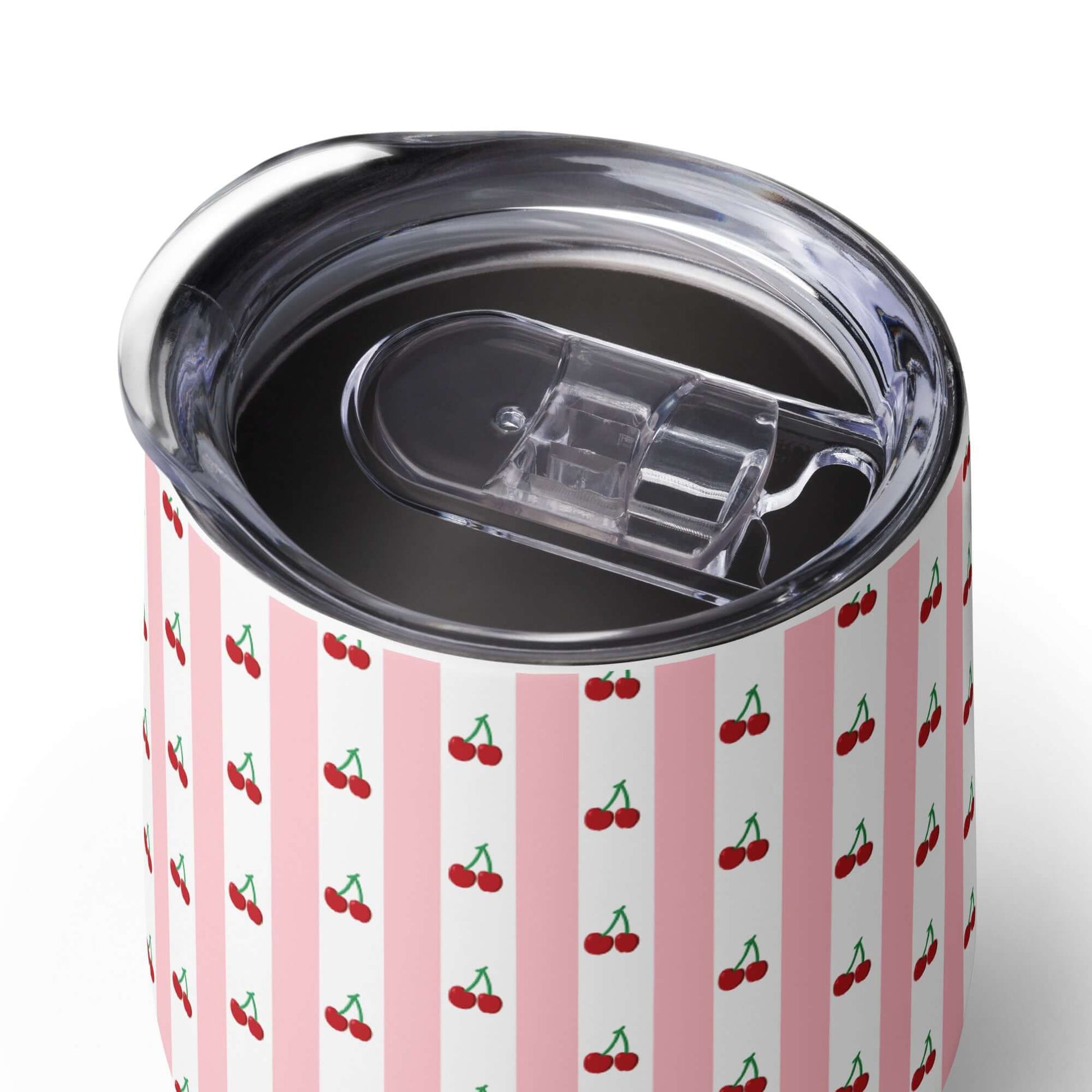 335ml Stainless Steel Tumbler with lid - Cherry Pattern